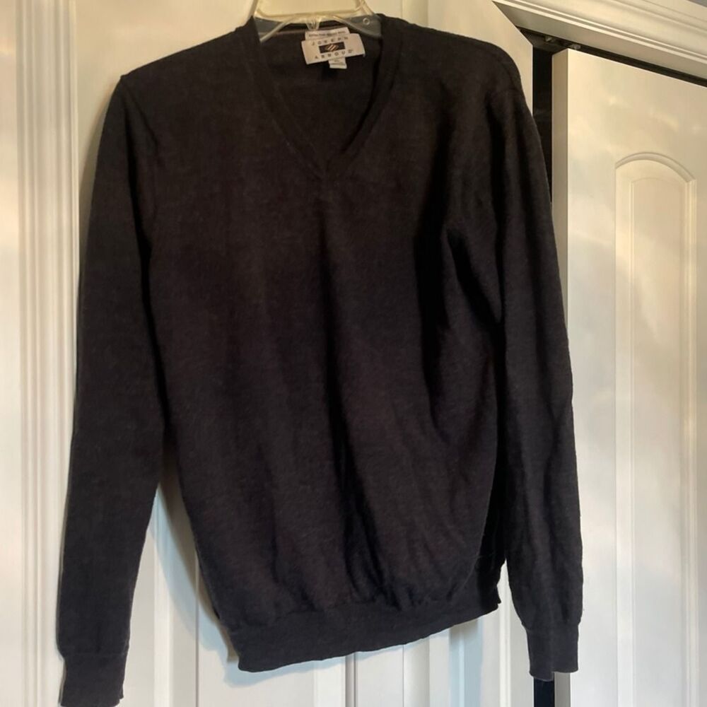 Joseph Abboud Men's Merino Wool V-Neck Sweater/Classic Pullover - Sz XL Charcoal
